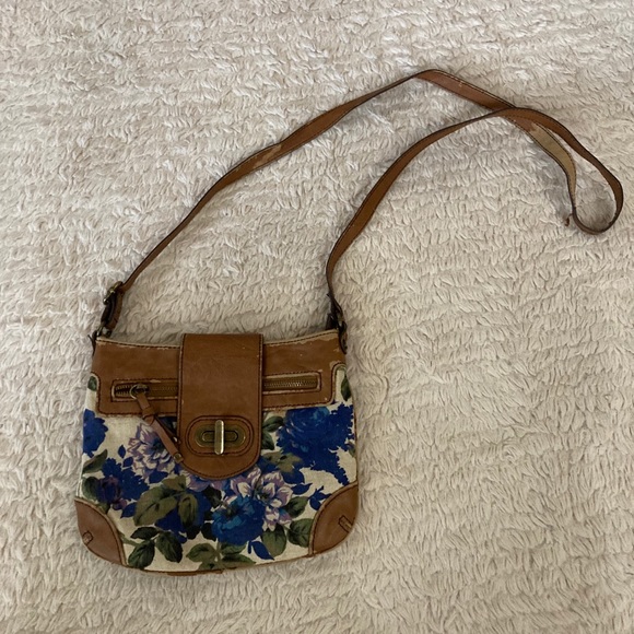 Floral blue/brown fall purse - Picture 2 of 3